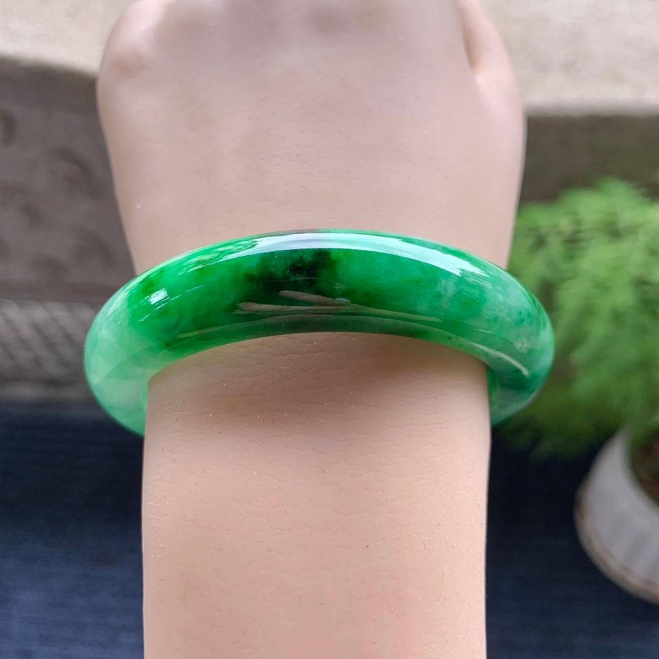 细糯种飘阳绿平安镯（56mm）（yc097824）