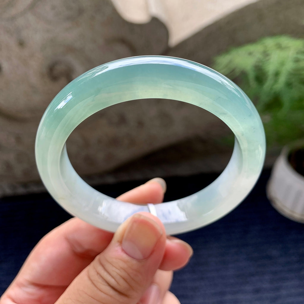 糯冰种蓝水平安镯（56.2mm）（yc117936）