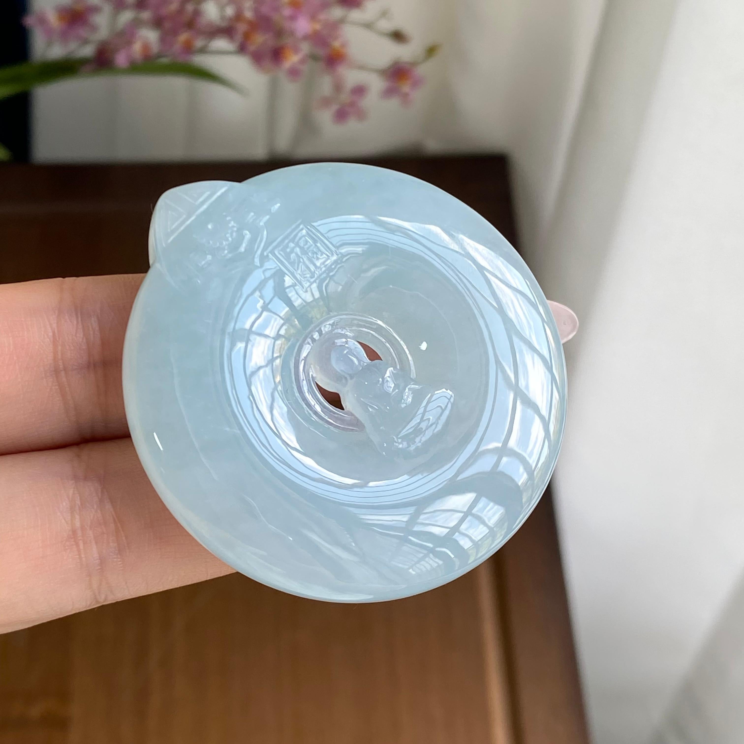 糯冰种蓝晴底平安扣吊坠（yc297002）