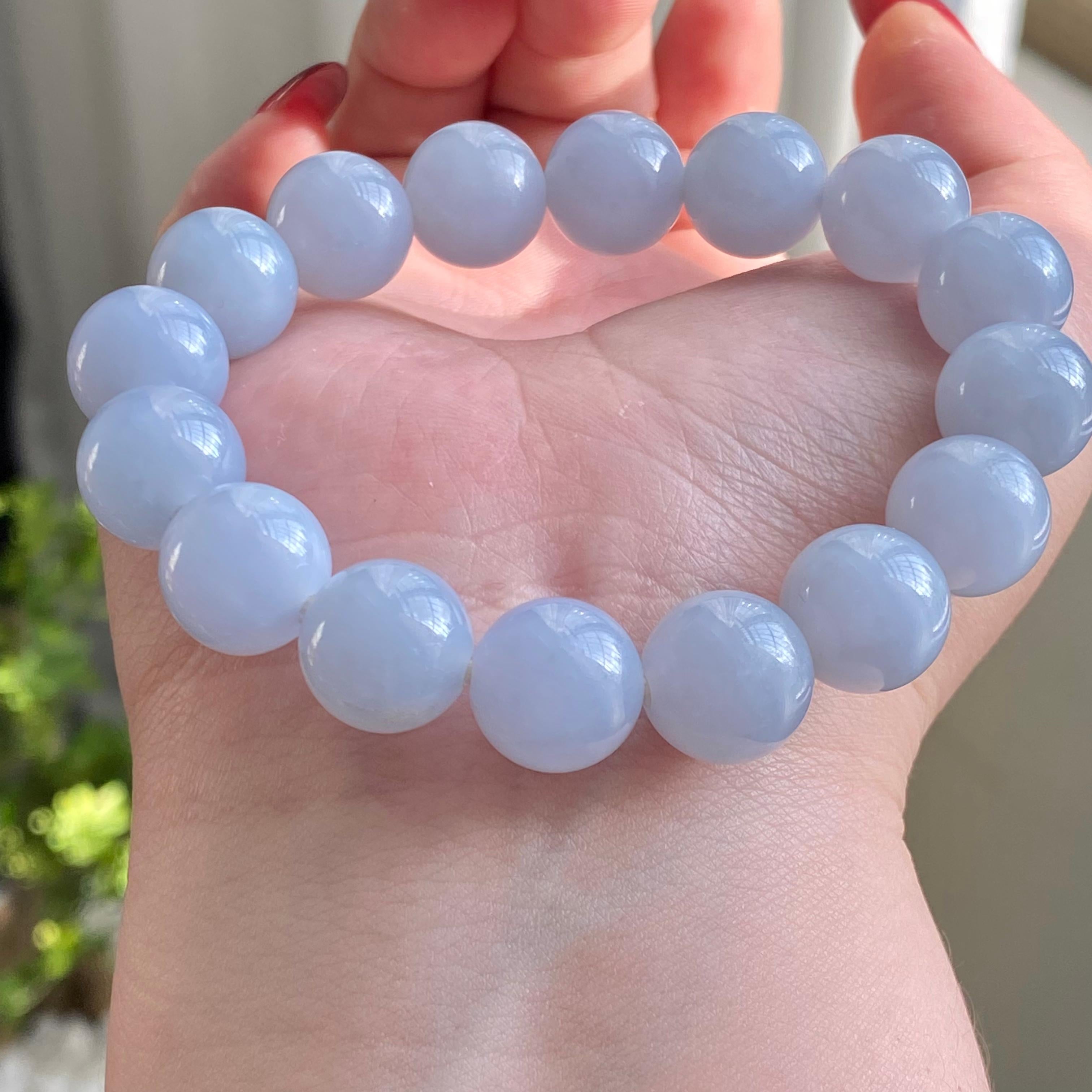 糯冰种紫罗兰单圈手串（16颗）（yc213185）