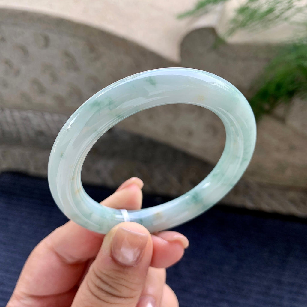 细糯种飘蓝花圆条手镯 52.3圈口（yc707423）