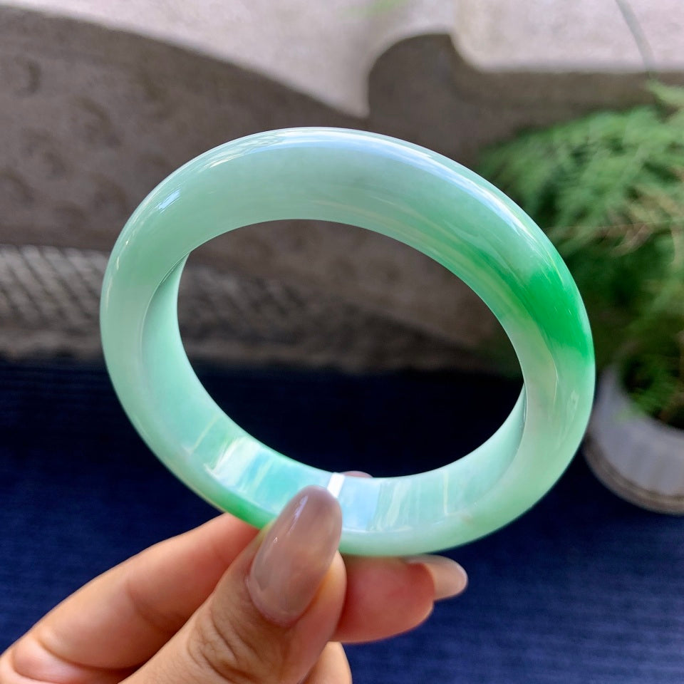 细糯种翠绿平安镯（55.3mm）（yc118762）
