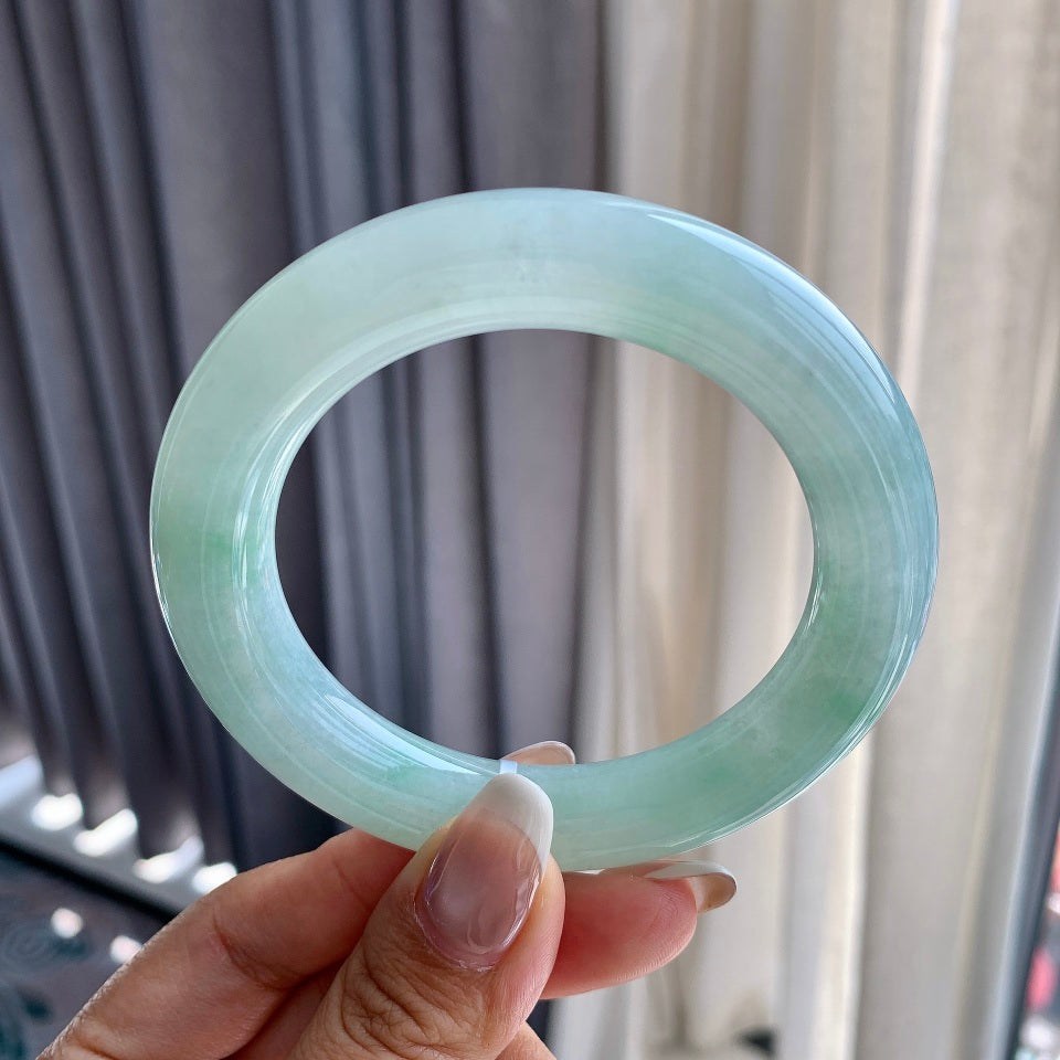 细糯种带底色飘花圆条手镯（56.8mm）（yc079224）