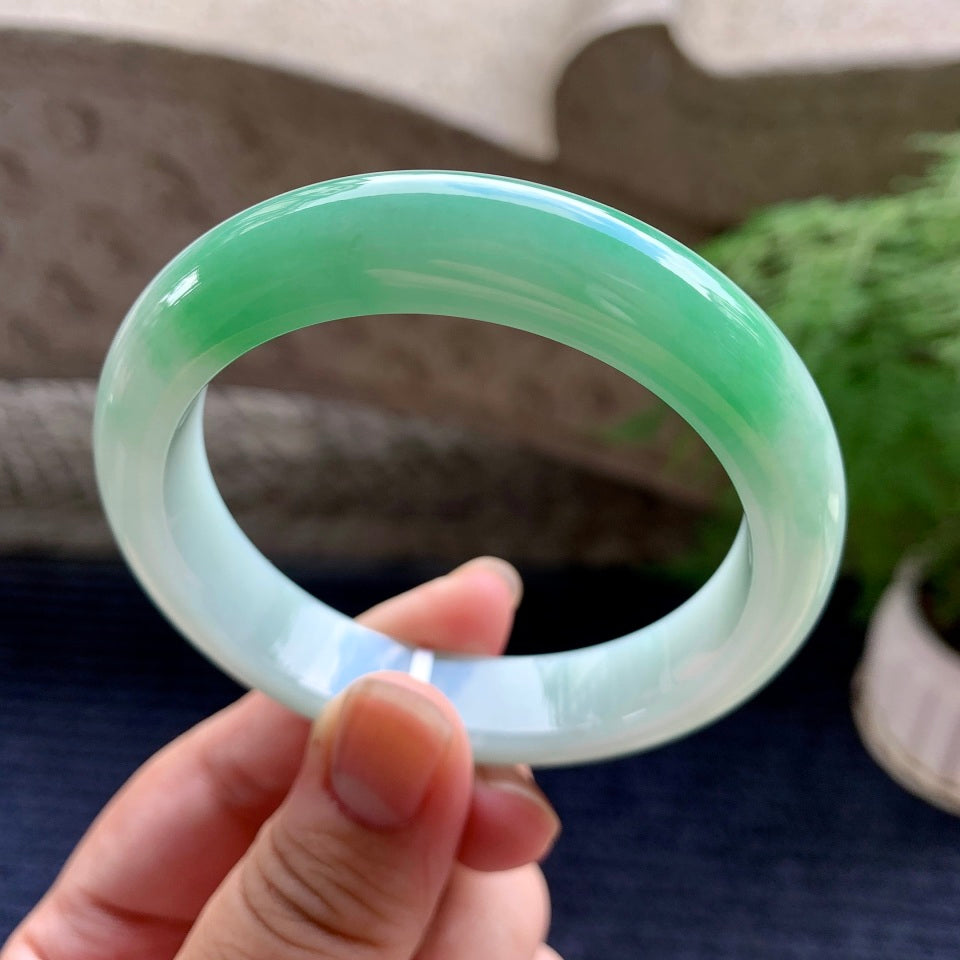 细糯种飘绿平安镯（56mm）（yc107282）