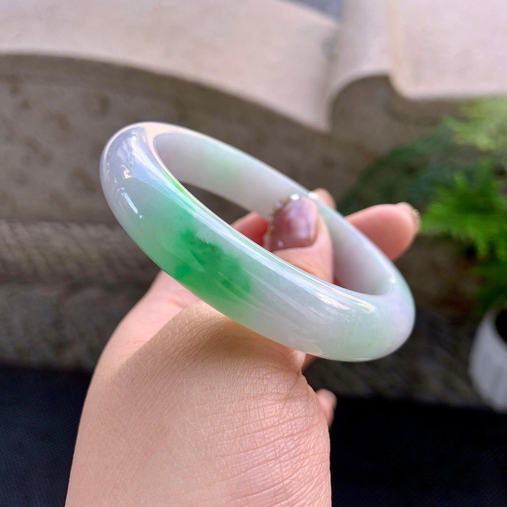 细糯种白底青平安镯（56.8mm）（yc273605）