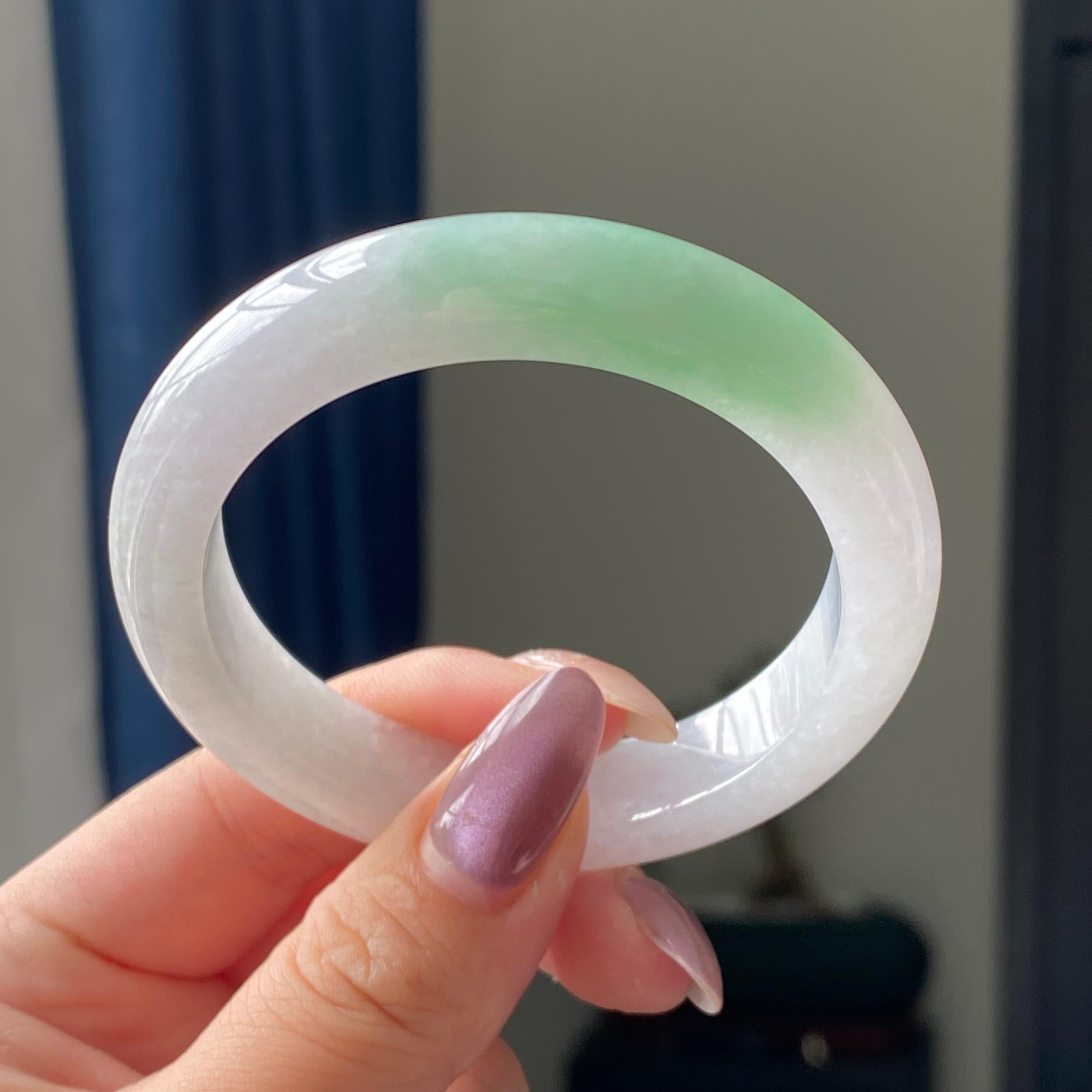 细糯种白底青平安镯手镯（53圈）（yc195669）