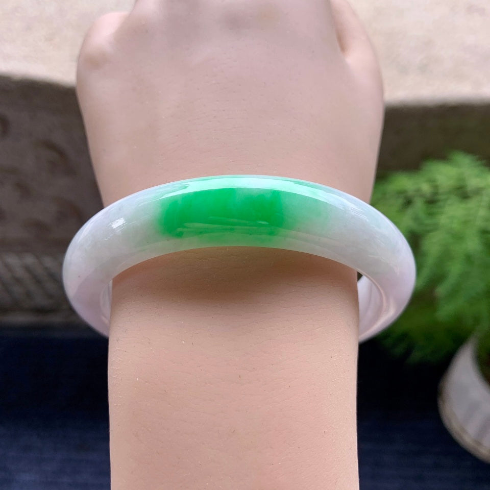 细糯种飘阳绿平安镯（59.8mm）（yc097818）