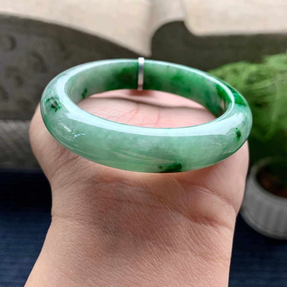 糯冰种飘花平安镯（57mm）（yc082269）