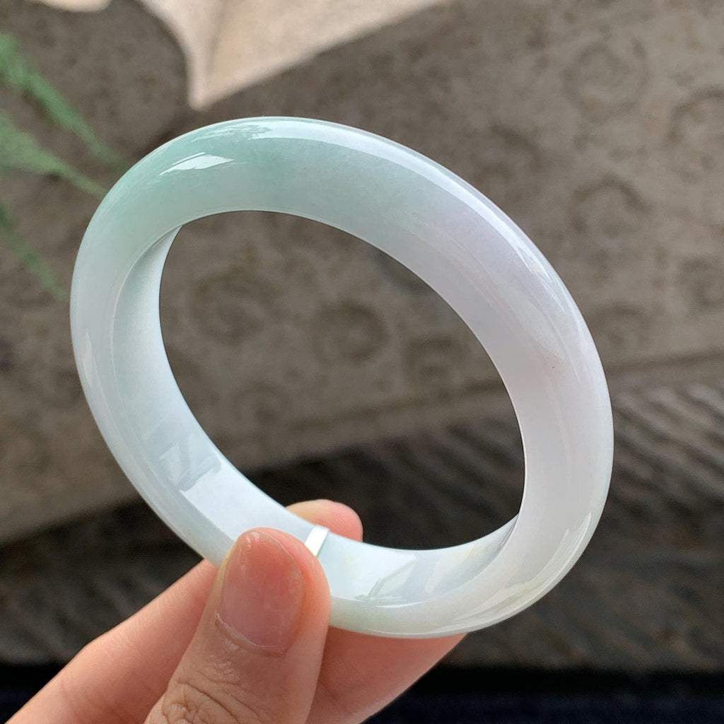细糯种 飘绿正圈平安镯 54.5圈 天然缅甸A货翡翠（yc701144）