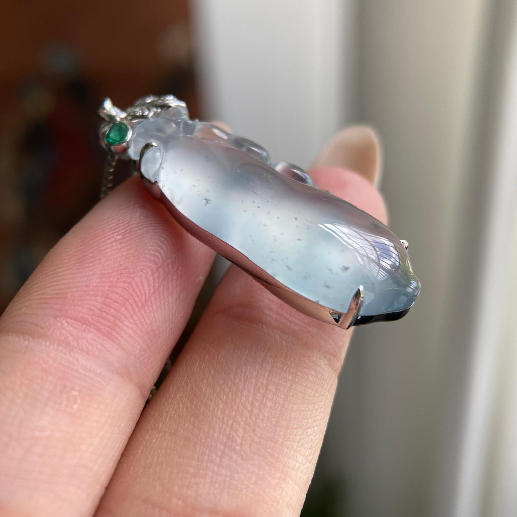 18k金钻镶高冰种飘花福瓜吊坠（yc209898）