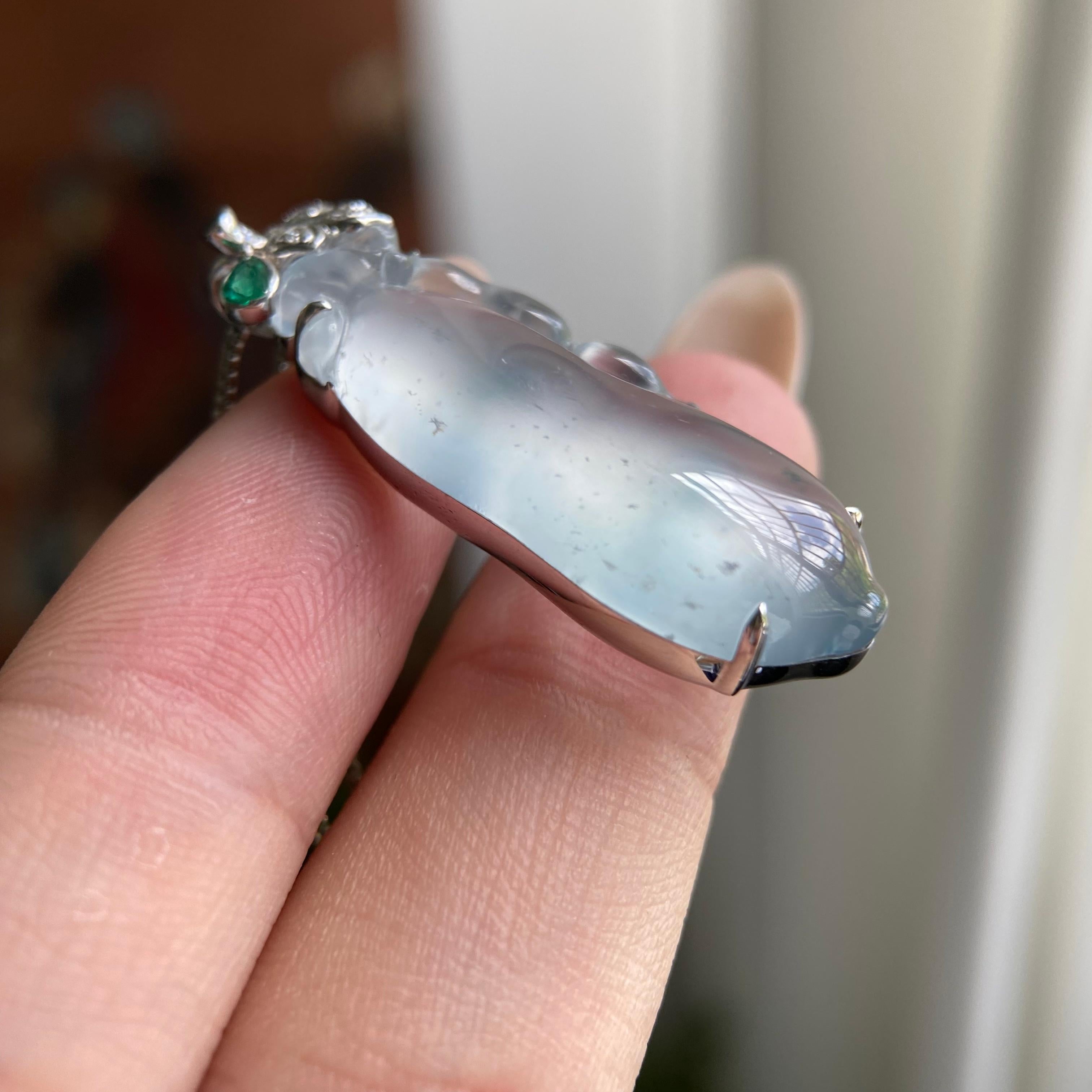 18k金钻镶高冰种飘花福瓜吊坠（yc209898）