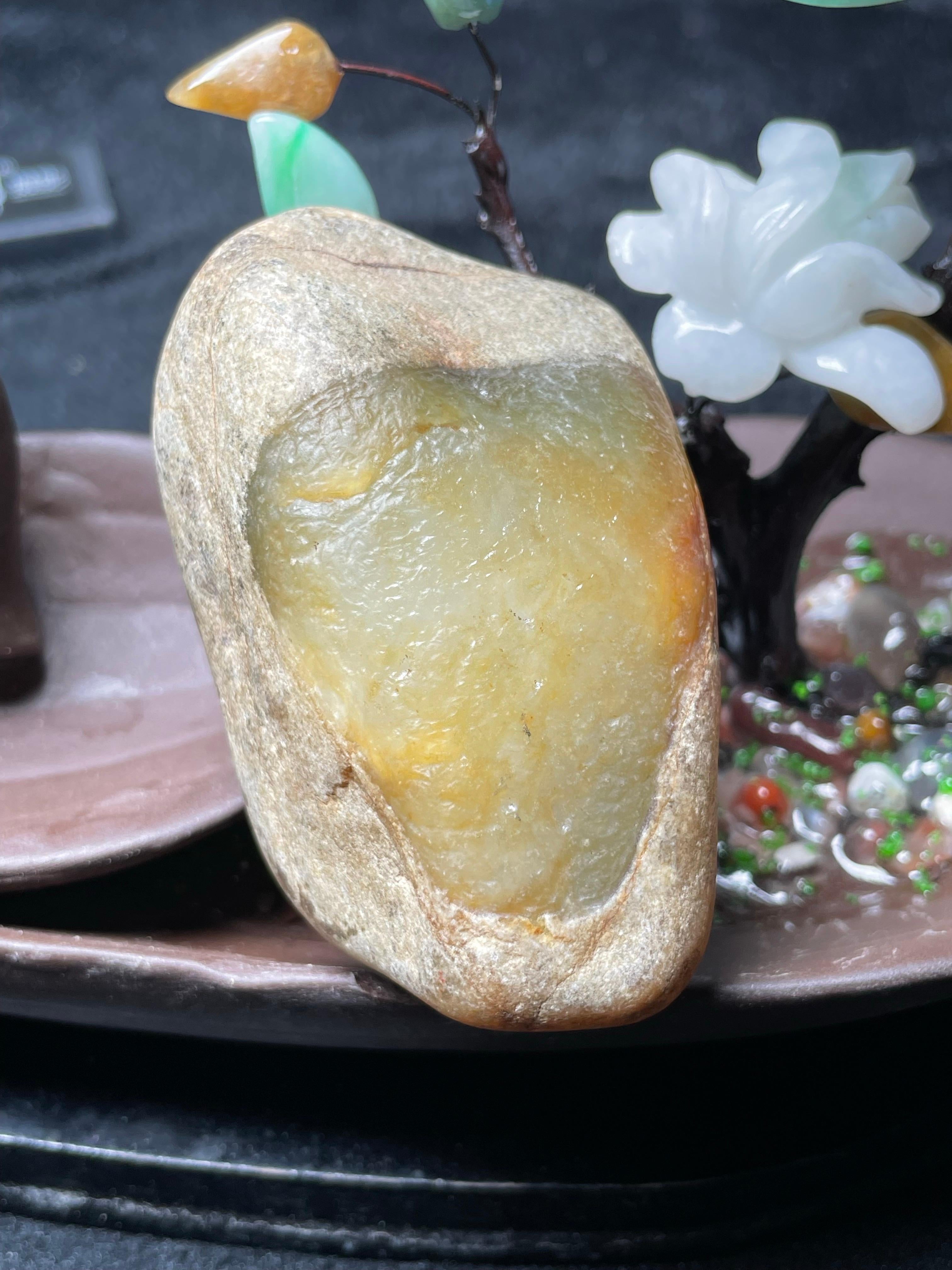 大马坎冰底飘黄巧雕牌子料（yc532749）