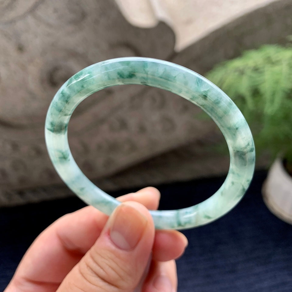 糯种飘花圆条手镯（54.5mm）（yc091801）
