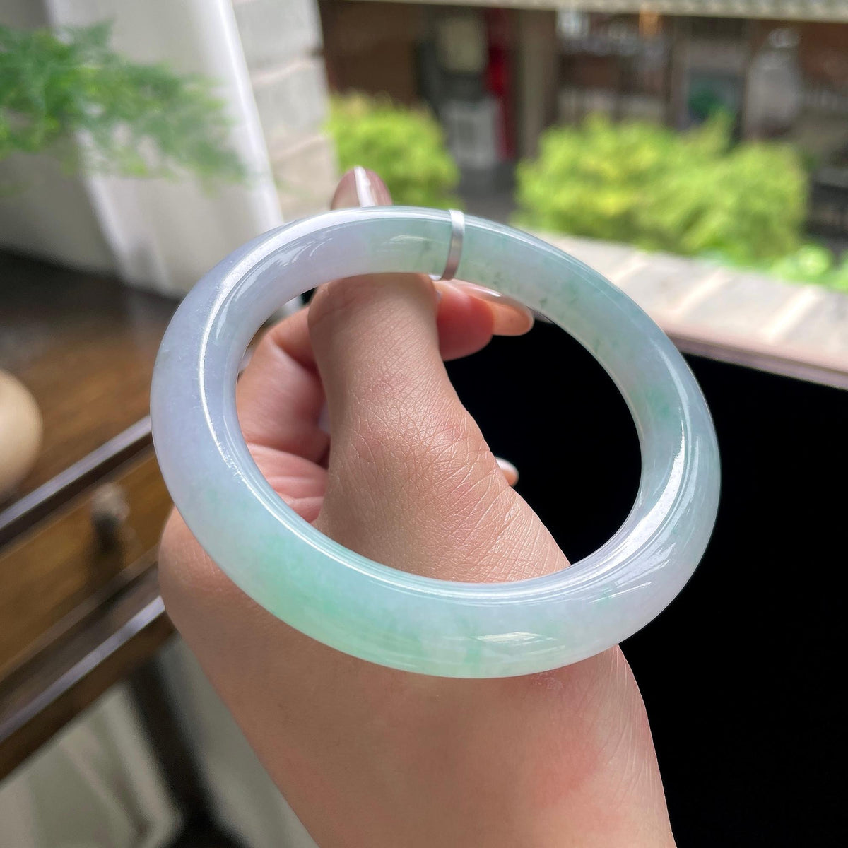 细糯种幻彩飘花圆条 55.5圈 天然缅甸A货翡翠（yc703279）