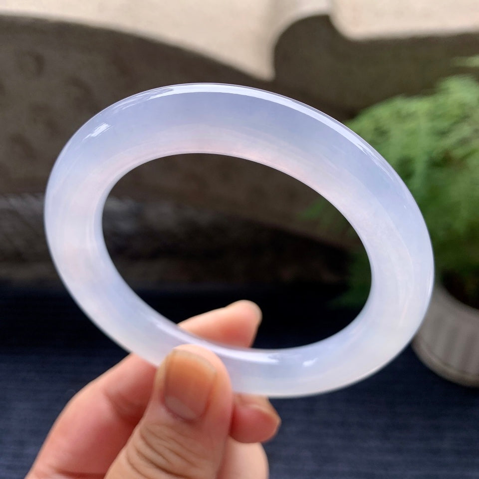 糯冰种淡紫罗兰圆条手镯（56mm）（yc101272）