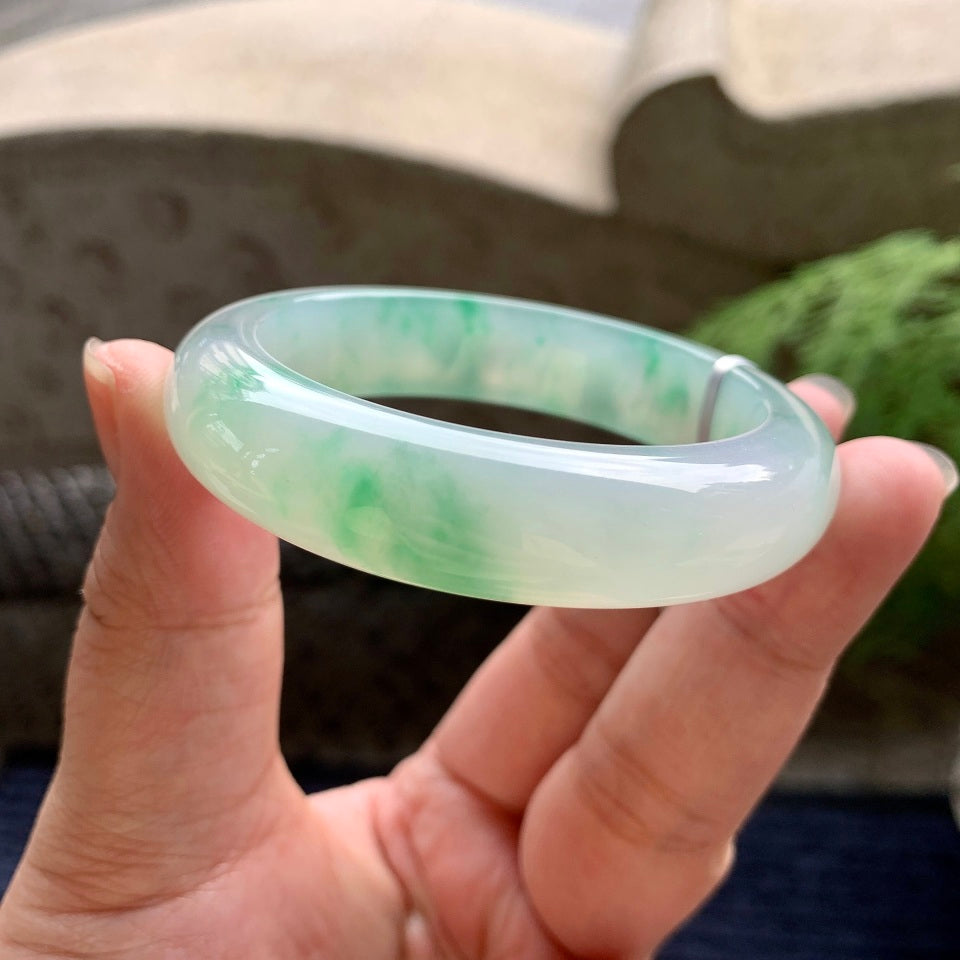 糯冰种飘花平安镯（51.2mm）（yc096244）