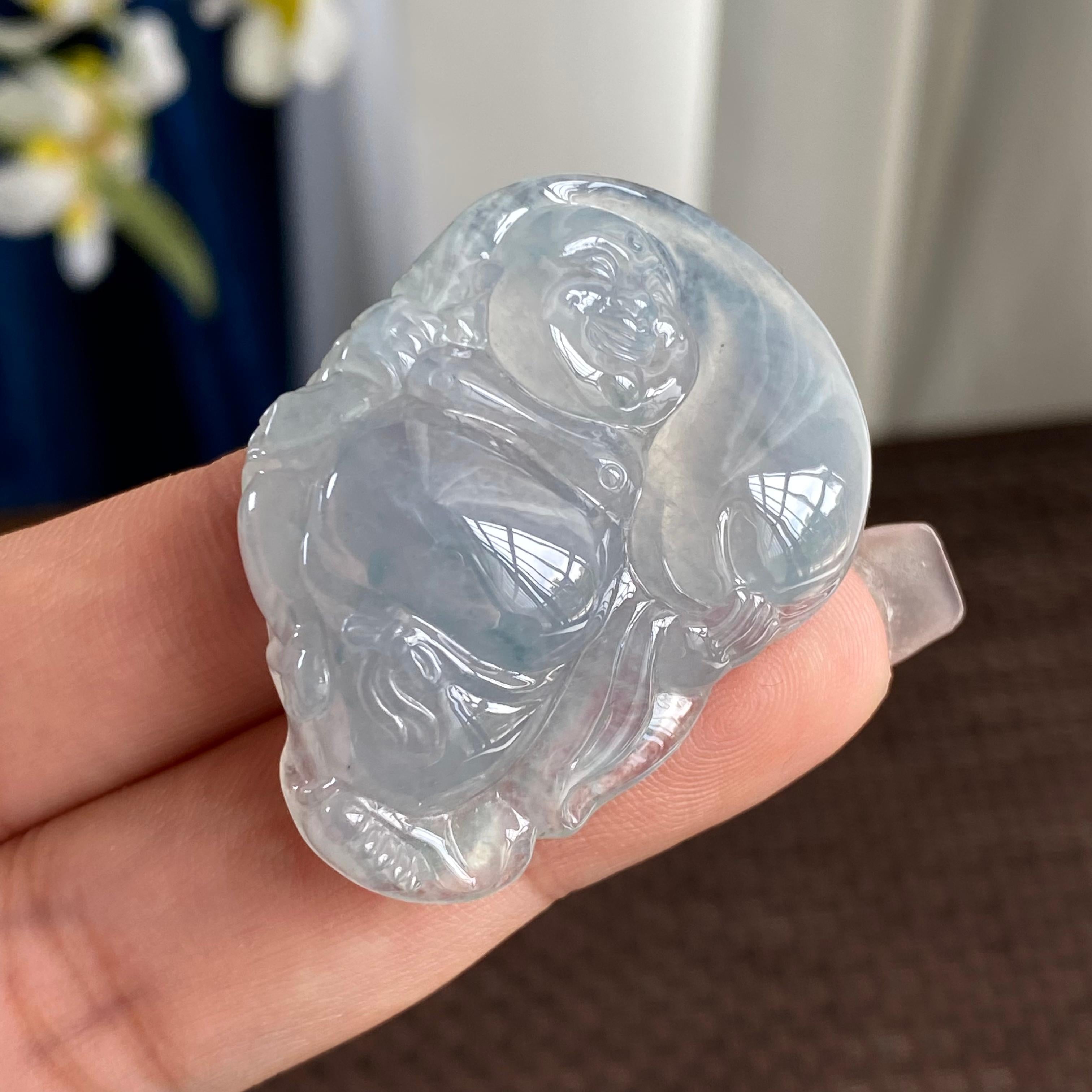 糯冰种白月光佛公吊坠（yc293139）