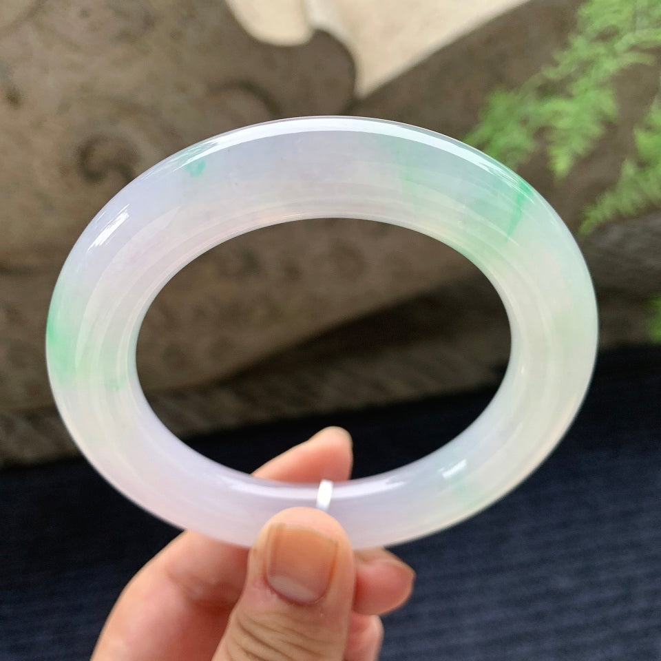 糯冰种飘绿圆条手镯（59.9mm）（yc165855）