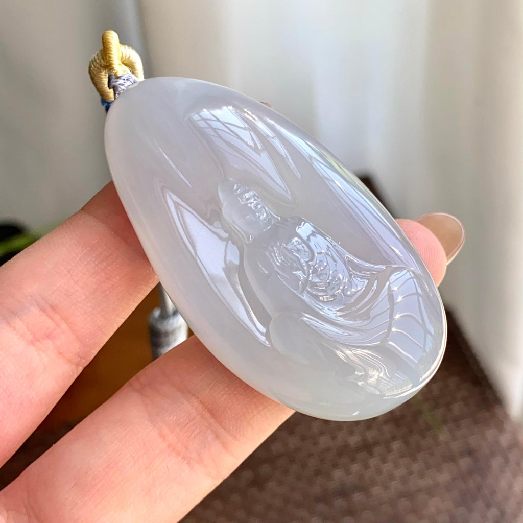 糯冰种白月光观音牌吊坠（yc265661）