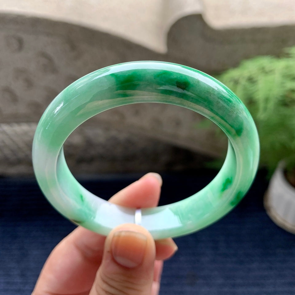 糯种飘绿平安镯（57mm）（yc089964）