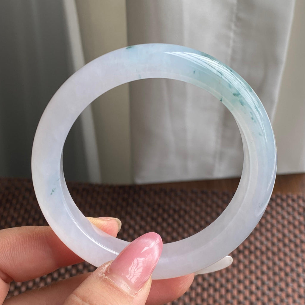 糯冰种飘花正圈手镯（58圈）（yc280681）