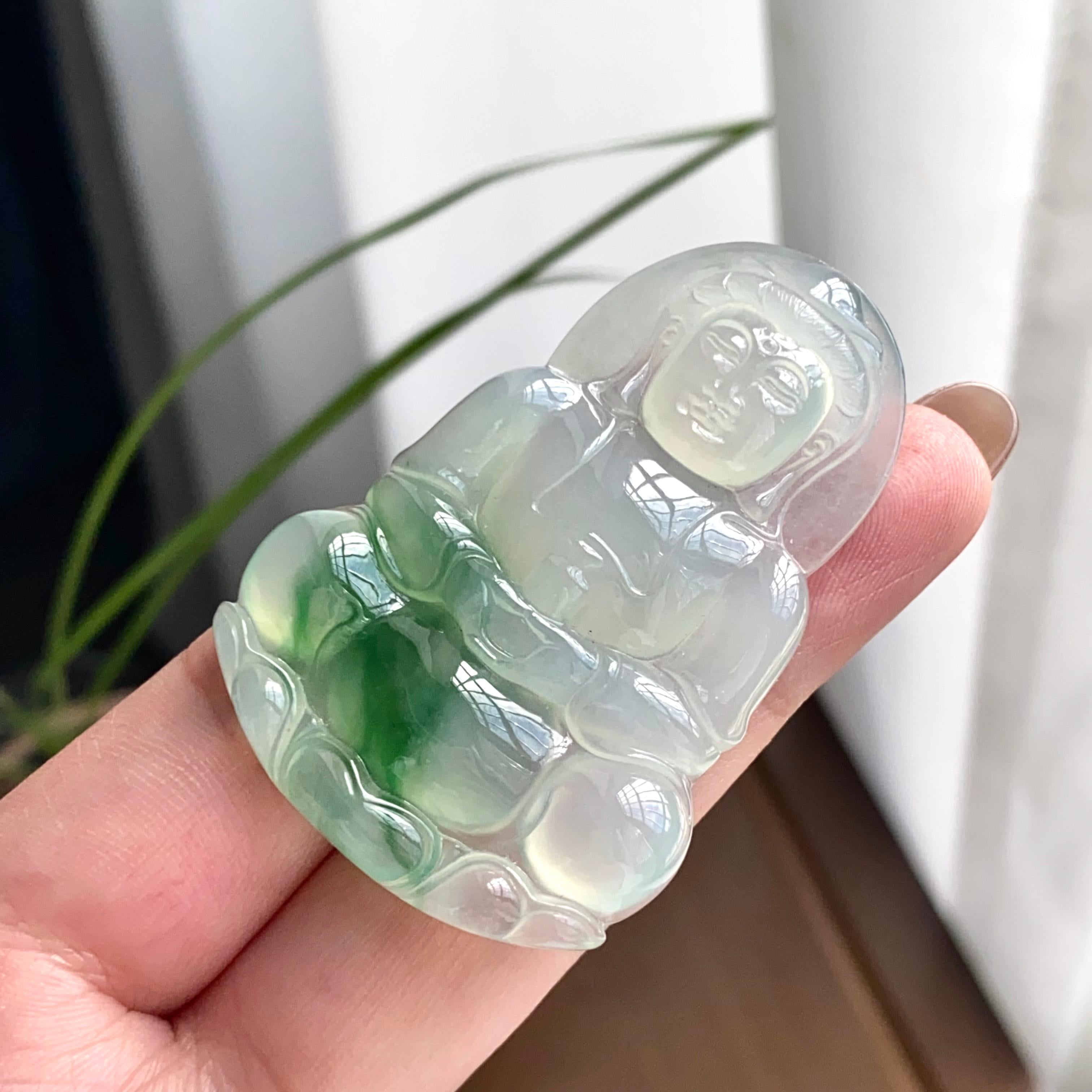 糯冰种飘花观音吊坠（yc262749）