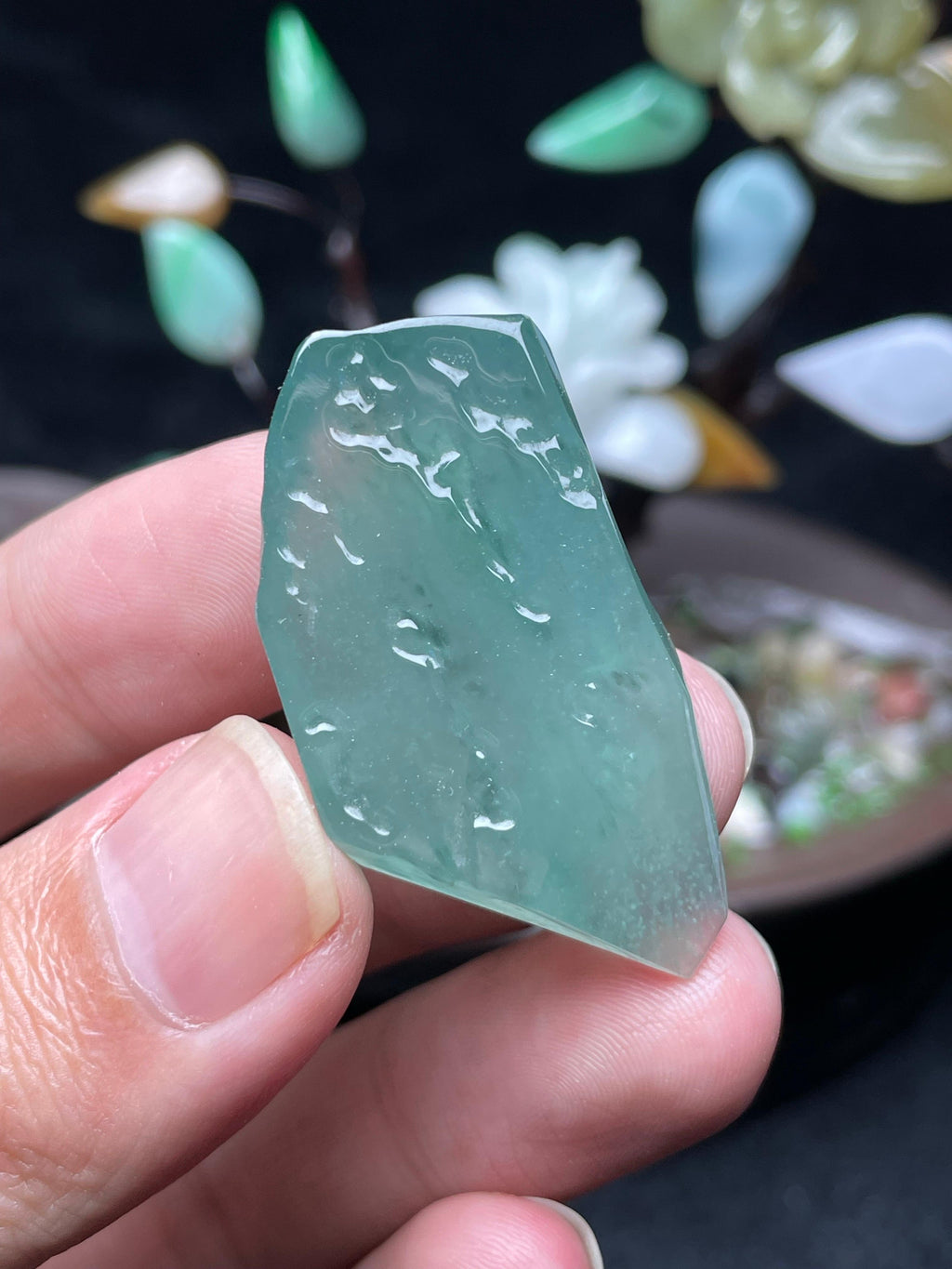 高冰湖水绿雪花棉挂件料（yc529956）