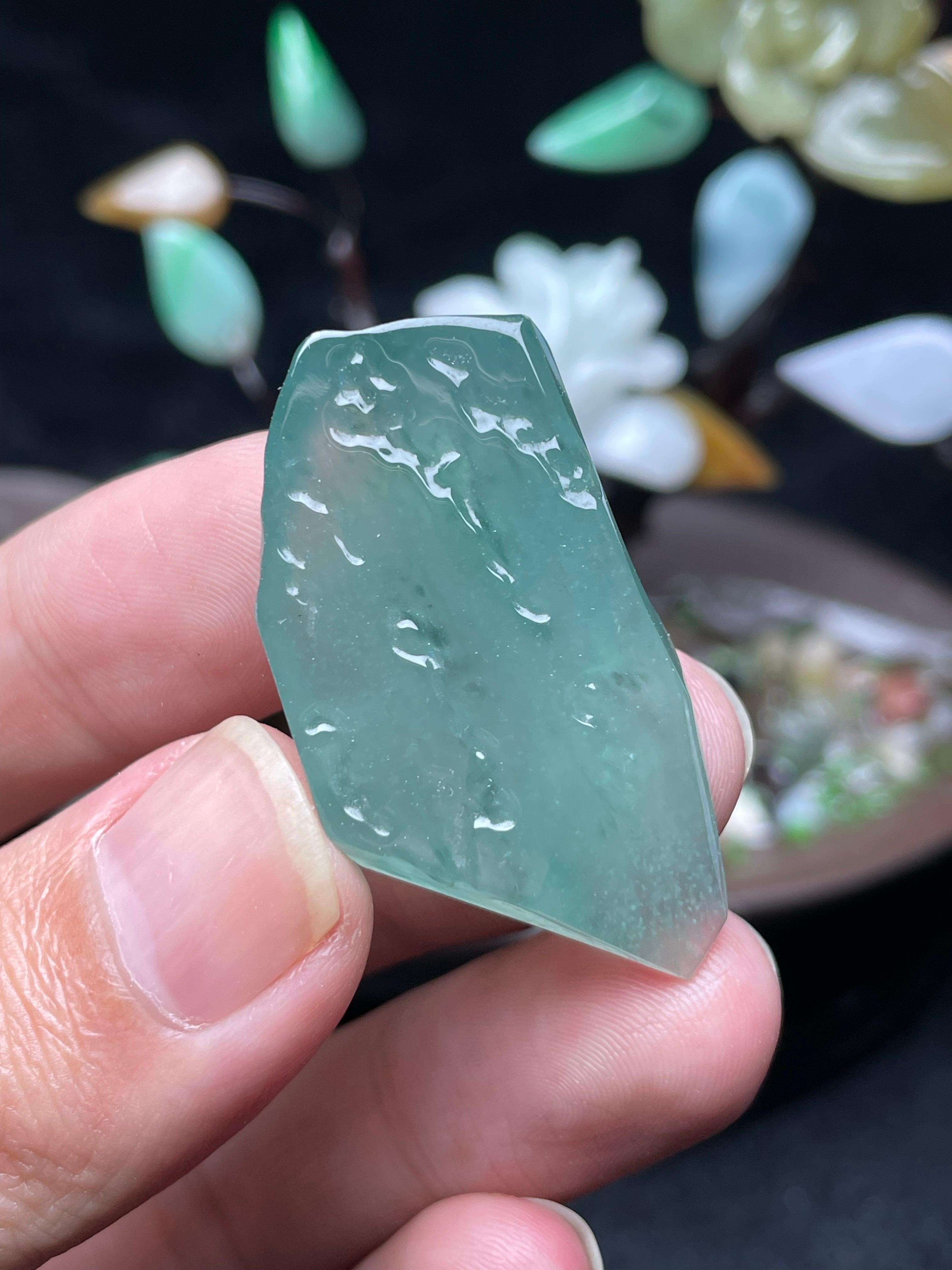 高冰湖水绿雪花棉挂件料（yc529956）
