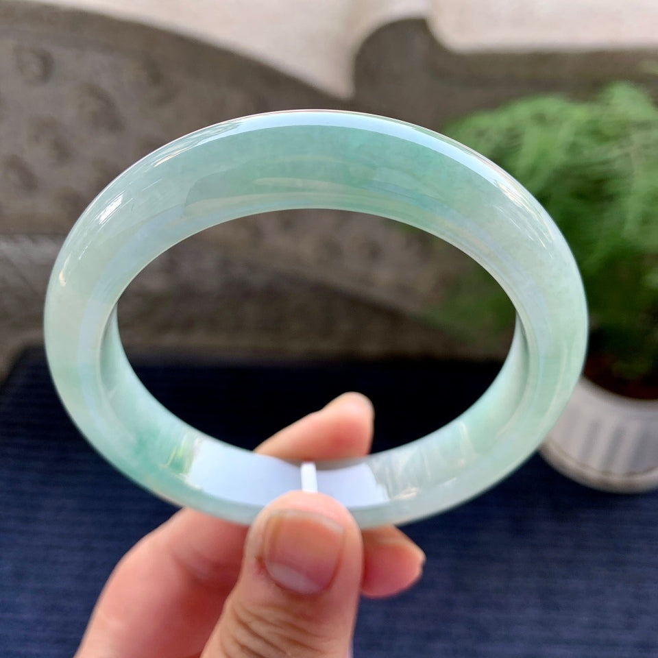 细糯种带蓝底平安镯（58.5mm）（yc080885）