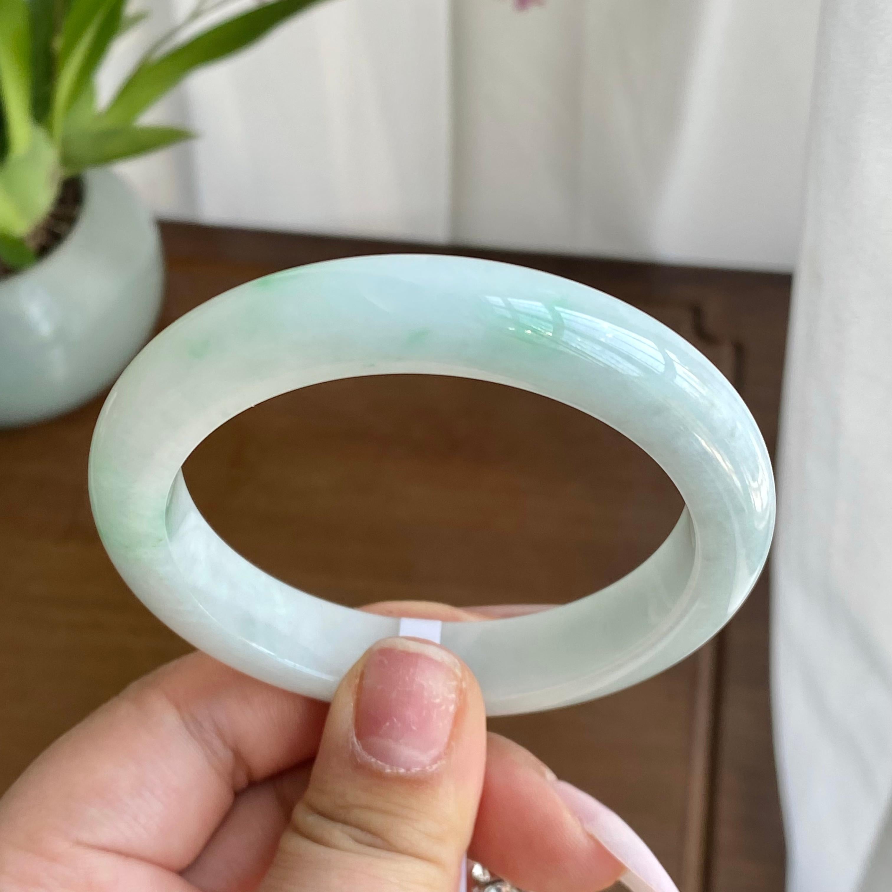 糯冰种飘花手镯（56圈）（yc298431）