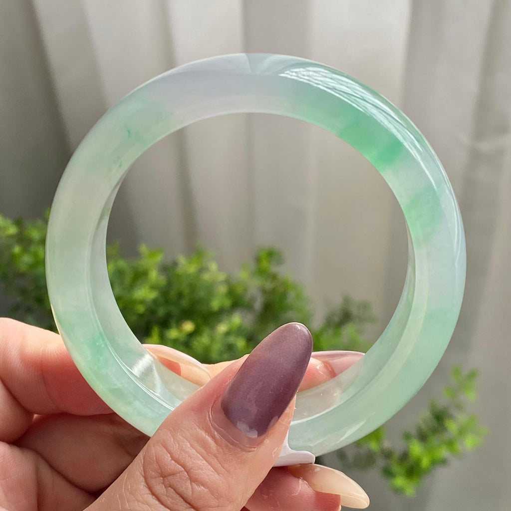 冰种飘花宽版轮胎镯（56圈）（yc199731）