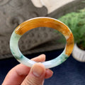 细糯种黄翡飘花平安镯（54.2mm）（yc091796）