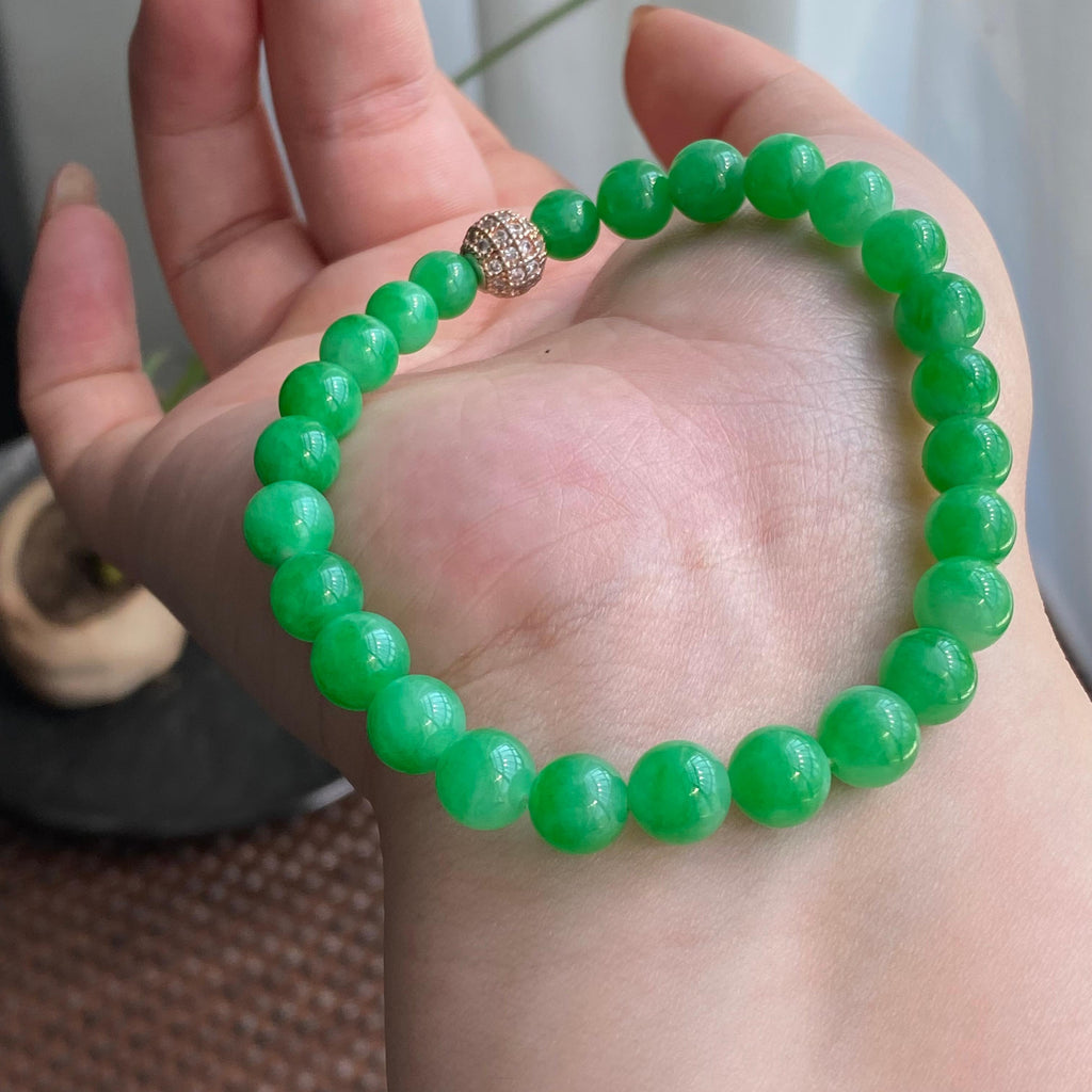 细糯种阳绿单圈手串（26颗）（yc264921）