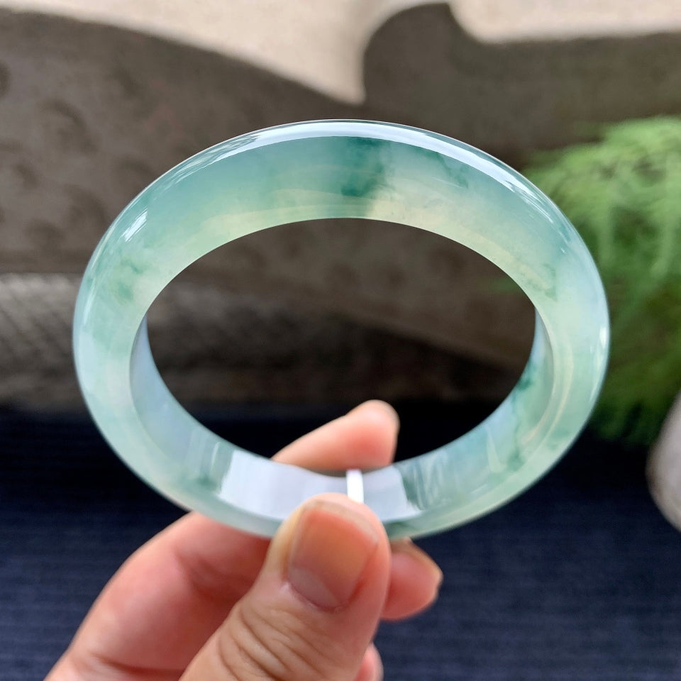 糯冰种晴底飘花平安镯（55.8mm）（yc100699）