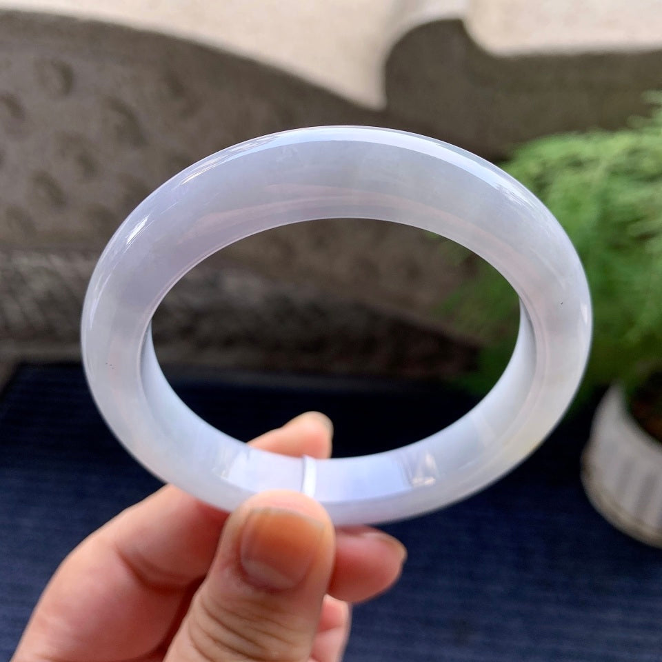 细糯种淡紫罗兰洒金平安镯（56.2mm）（yc093326）