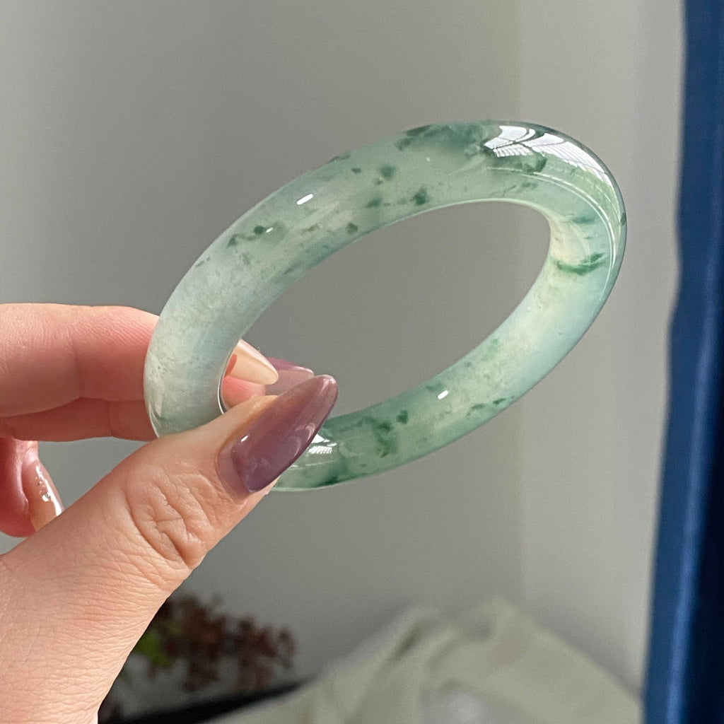 冰种飘花圆条手镯（55圈）（yc195804）