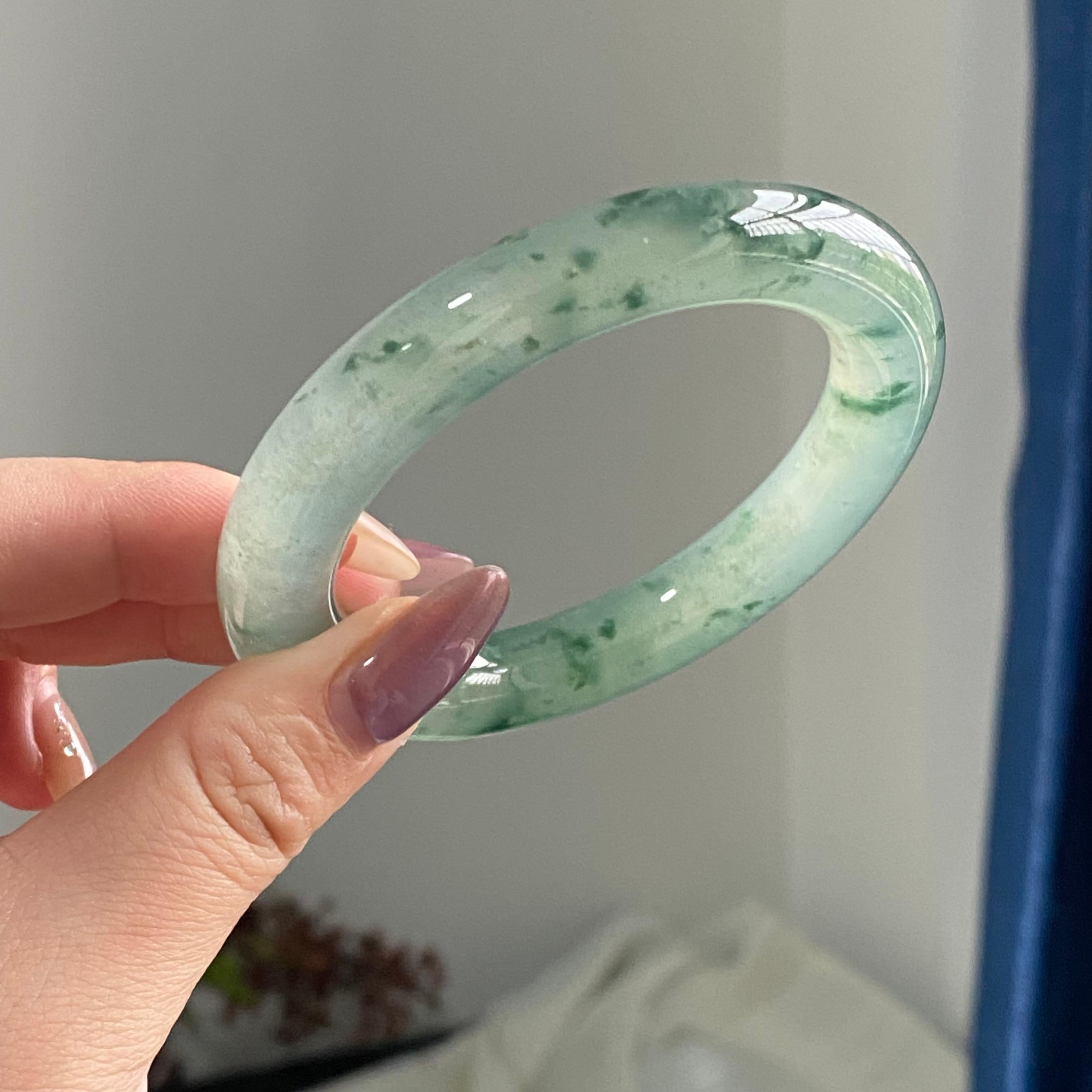 冰种飘花圆条手镯（55圈）（yc195804）