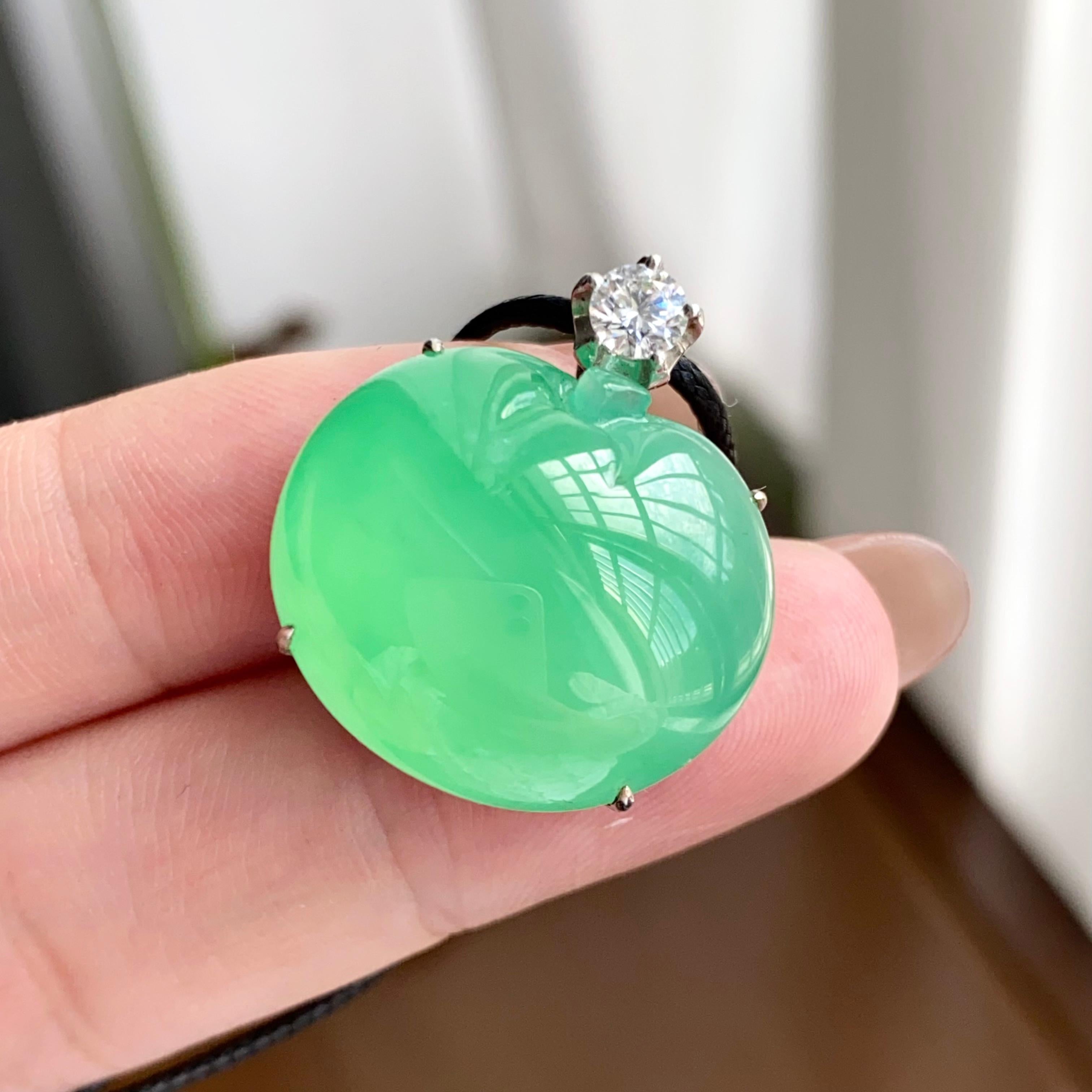 18k金钻镶冰种果绿苹果吊坠（yc258285）