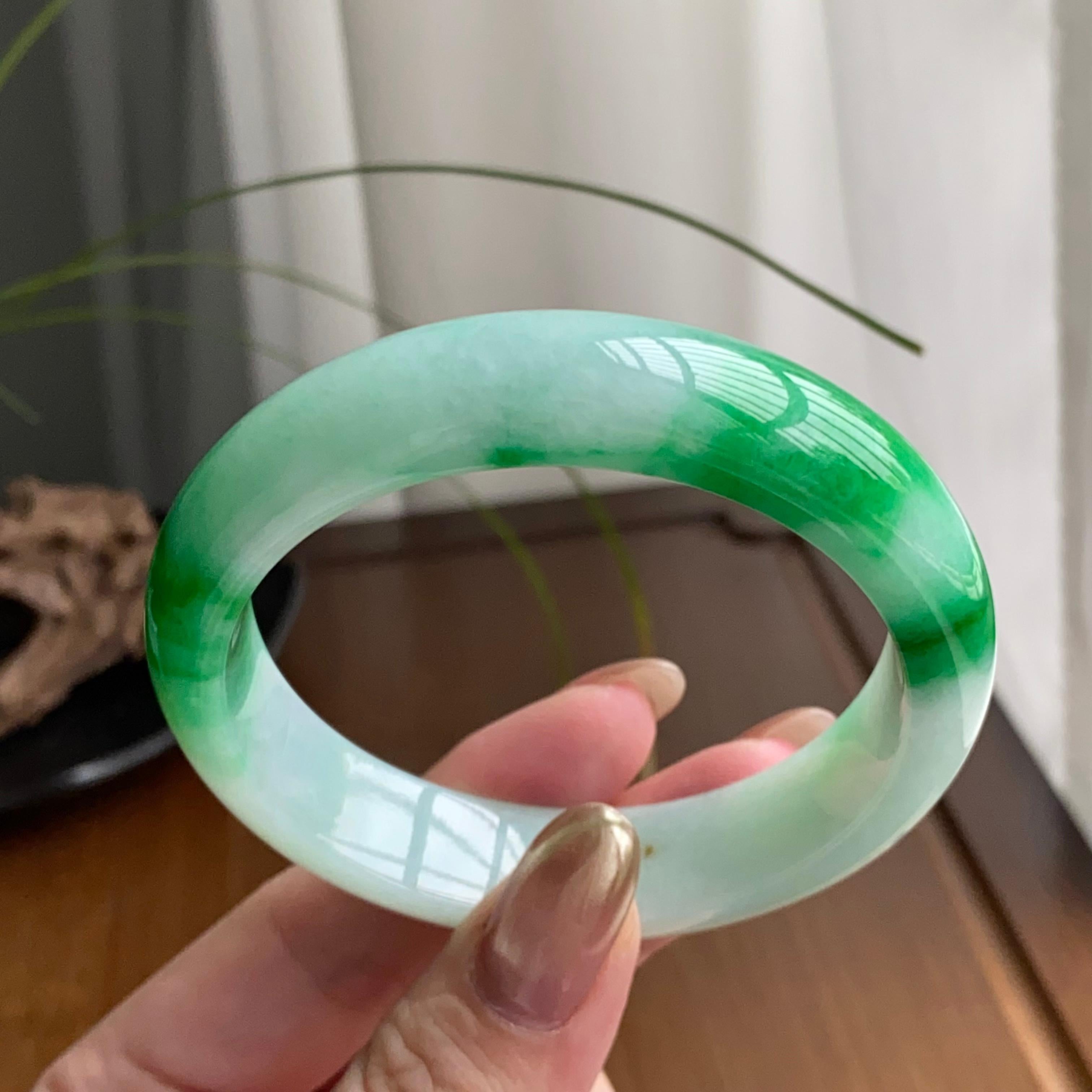 细糯种白底青平安镯（55圈）（yc259469）