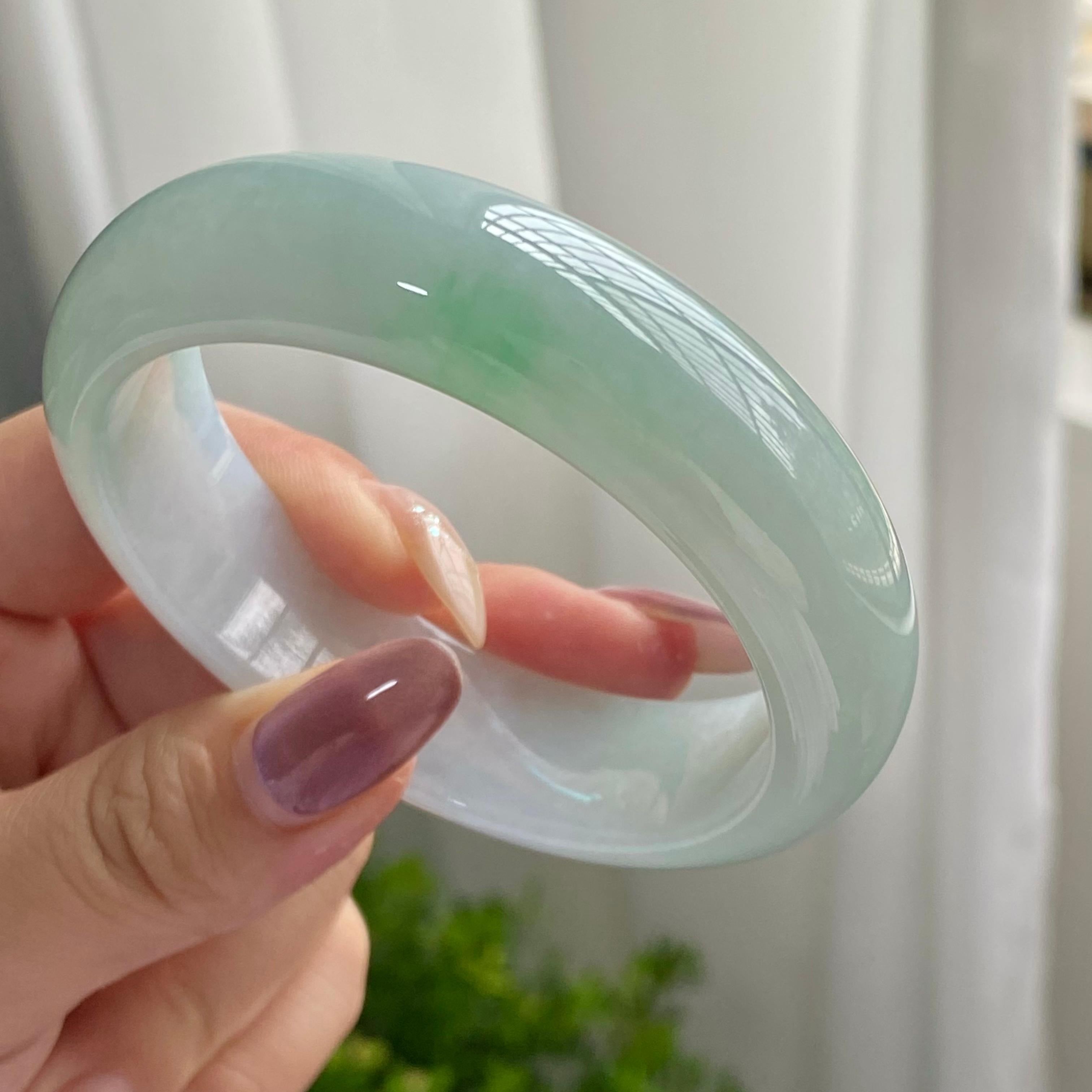 细糯种晴底飘花平安镯（57圈）（yc201910）