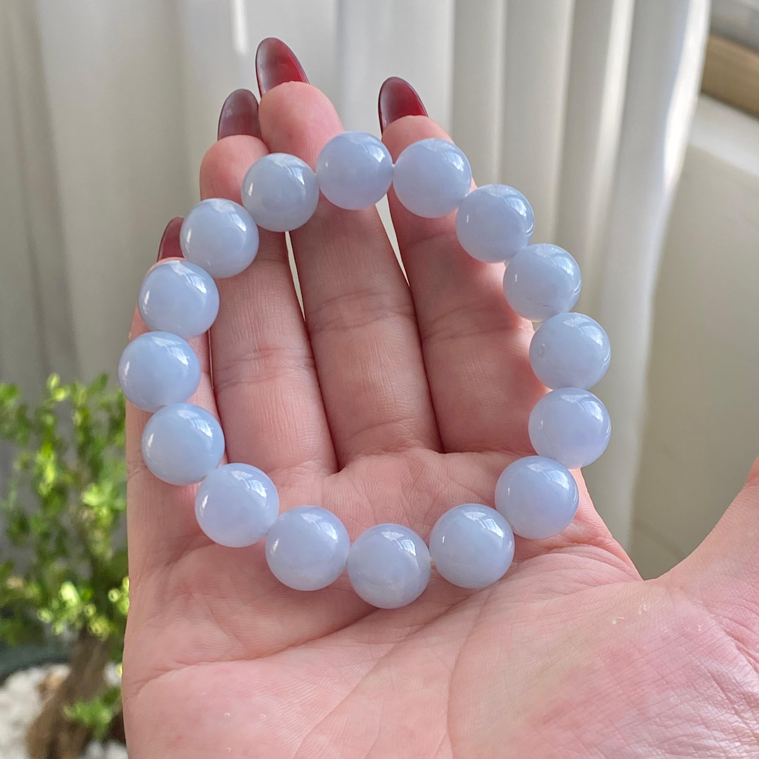 糯冰种紫罗兰单圈手串（16颗）（yc213185）