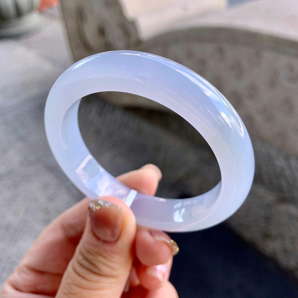 糯冰种淡紫底平安镯（50.2mm）（yc273596）