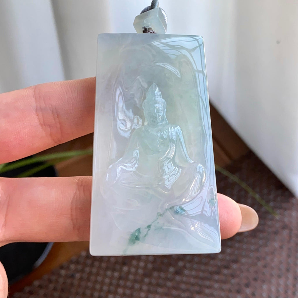 糯冰种飘花观音牌吊坠（yc265648）