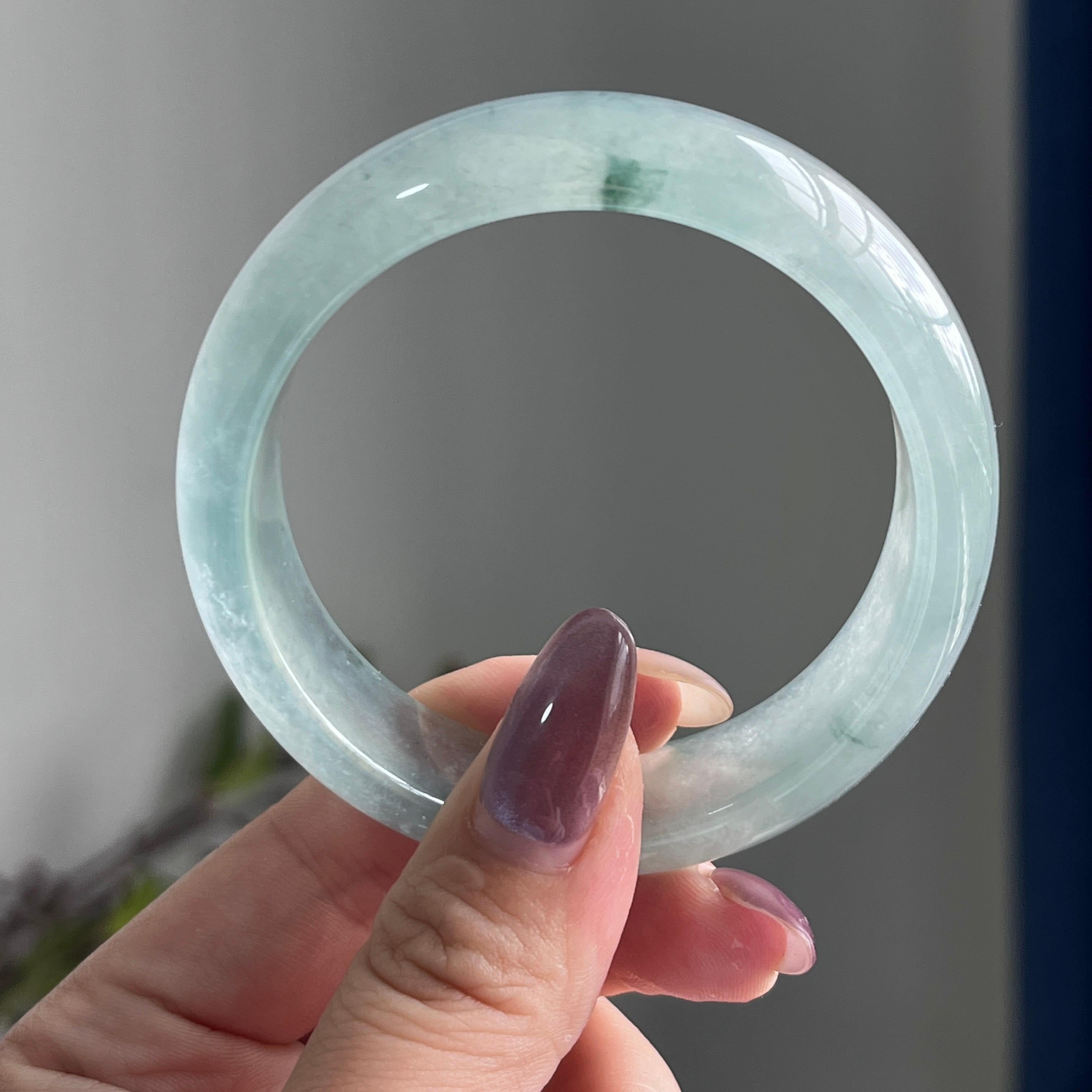 冰种飘花宽版轮胎镯（55圈）（yc197809）