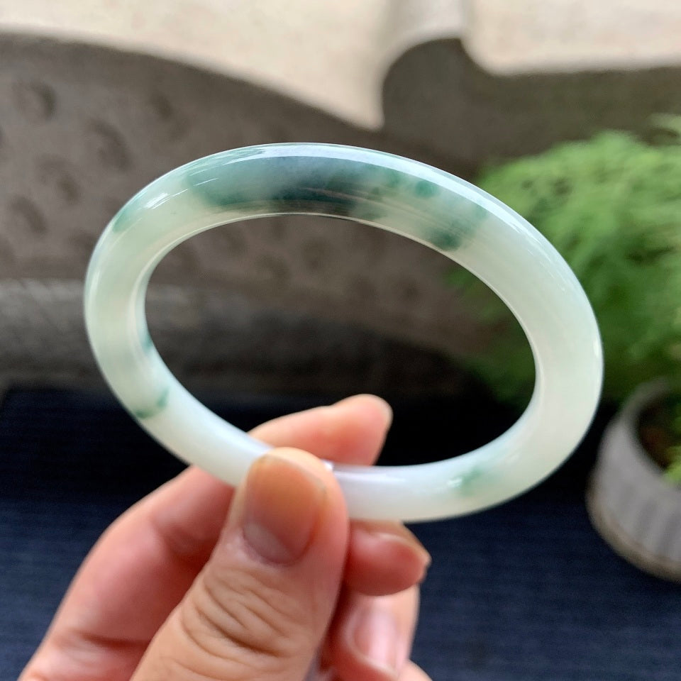糯种飘花贵妃手镯（53.6mm）（yc093443）