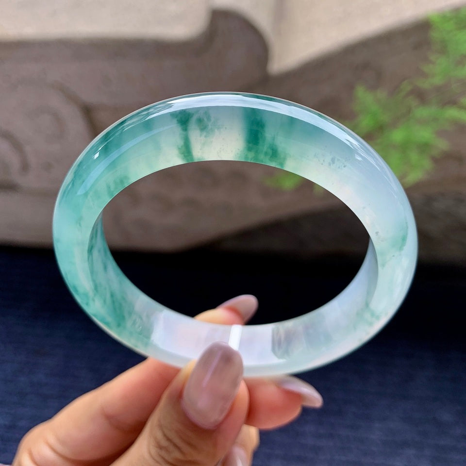 冰种飘花平安镯（57.6mm）（yc165878）