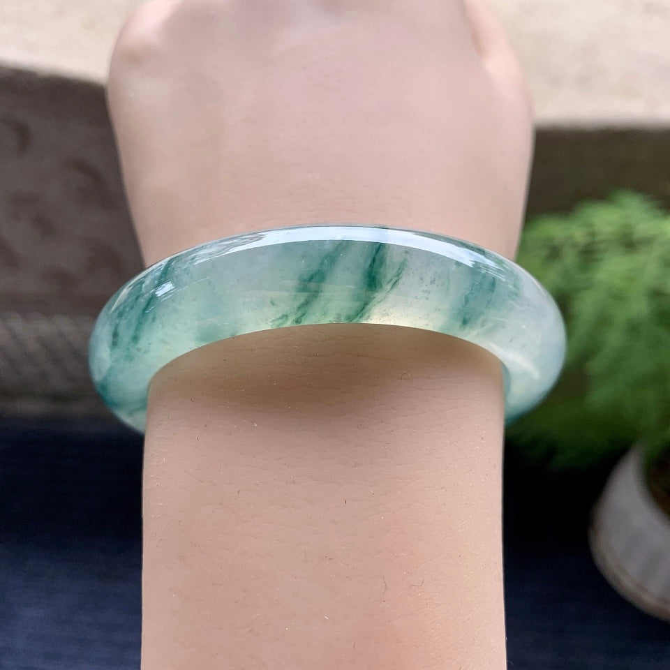 冰种飘花平安镯（54.8mm）（yc097822）