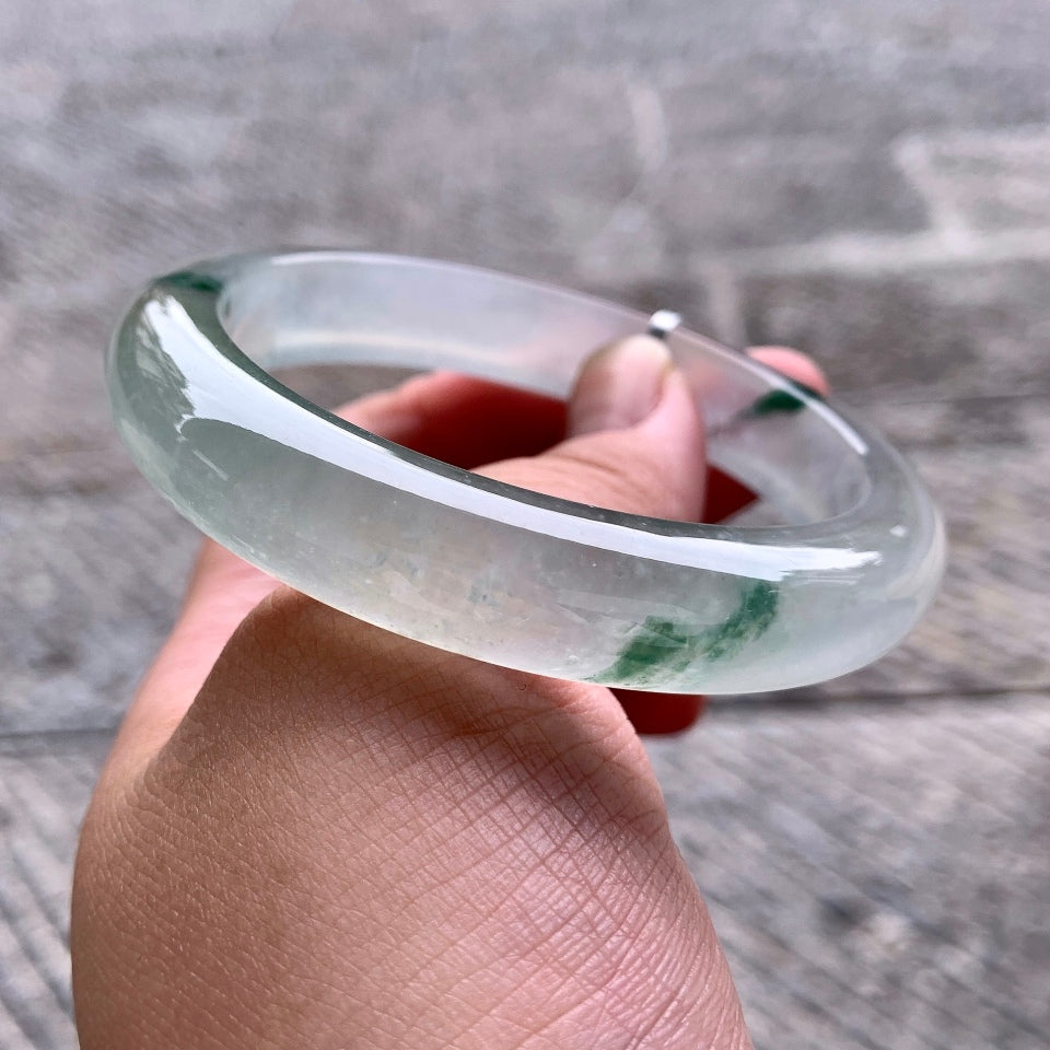 高冰种飘花平安镯（57.6mm）（yc167754）