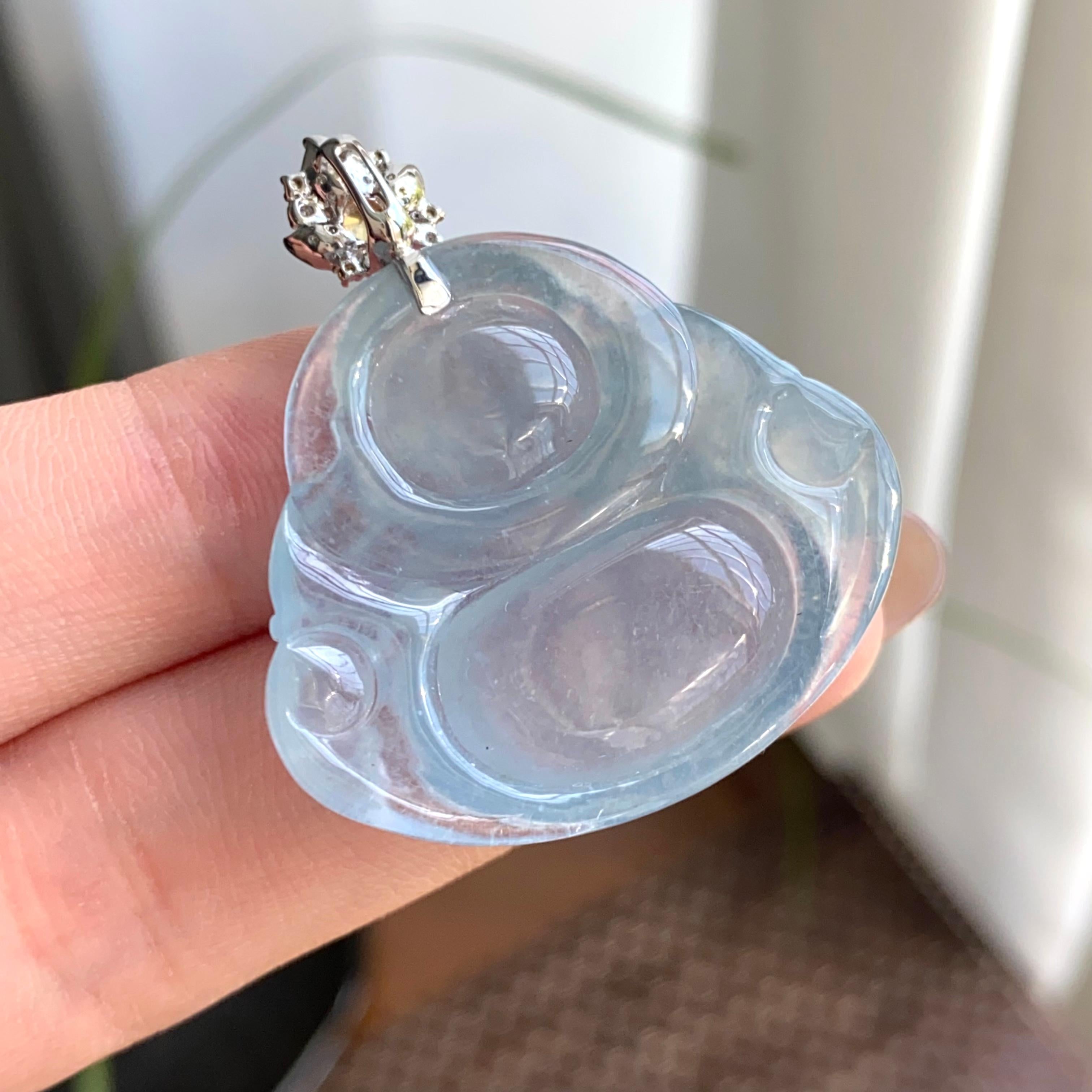 18k金钻镶冰种蓝紫底佛公吊坠（yc263899）