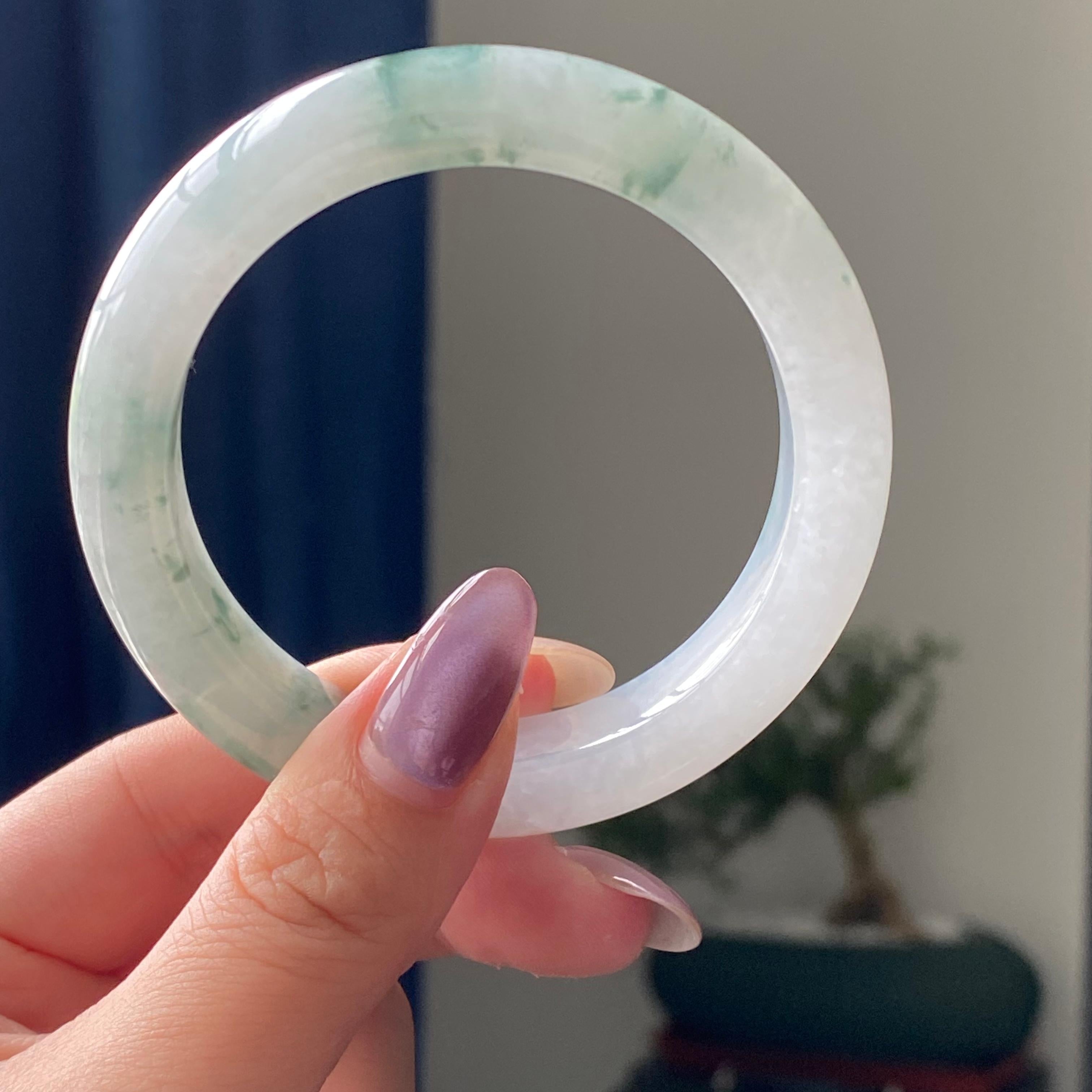 糯冰种飘花平安镯手镯（55圈）（yc195200）